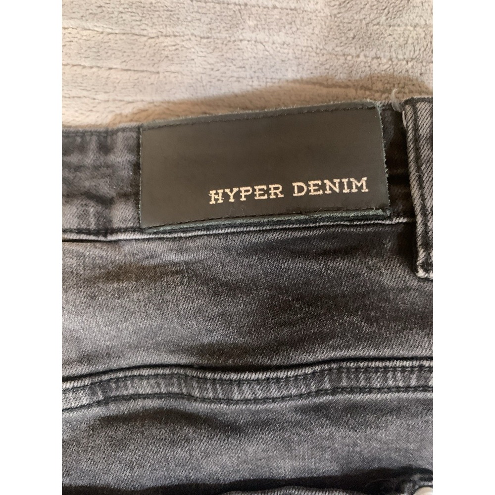 Hyper Denim Men's 38x33 Black Biker Stretch Denim Jeans Slimming - Picture 10 of 15
